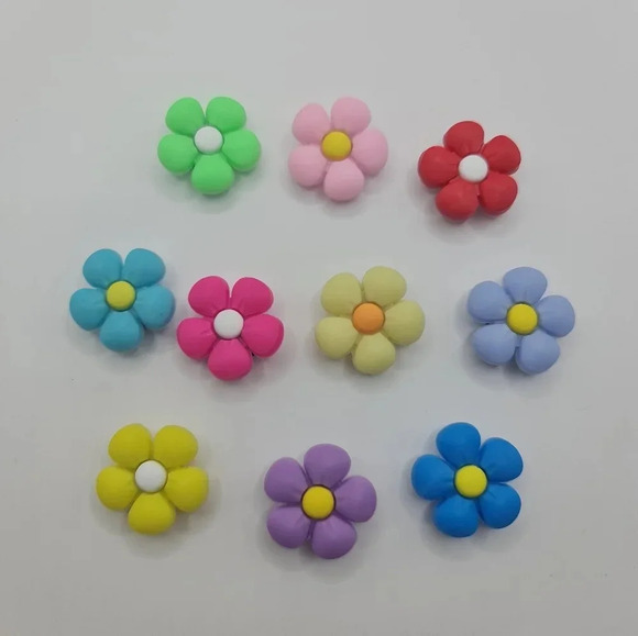 Other - 10 Flower Shoe Charms Silicone Lot for Crocs